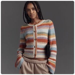NWT Anthropologie Pilcro Ribbed Multi-Stripe Cardigan Sweater